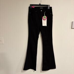 NWT High Waisted Bell Bottom Jeans Black Womens Size 5 Stretch Hippie 70s Retro